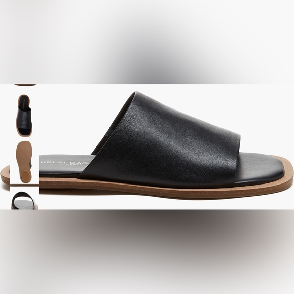 Kelsi Dagger Shoes - Kelsi Dagger Black Leather Slide Sandals